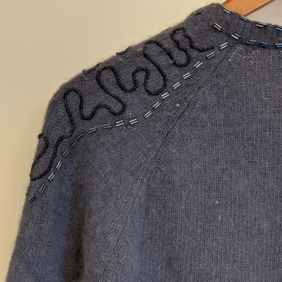 Vintage Sportscraft Lambs Wool Angora Gray Cardigan Sweater 16 - Picture 11 of 14